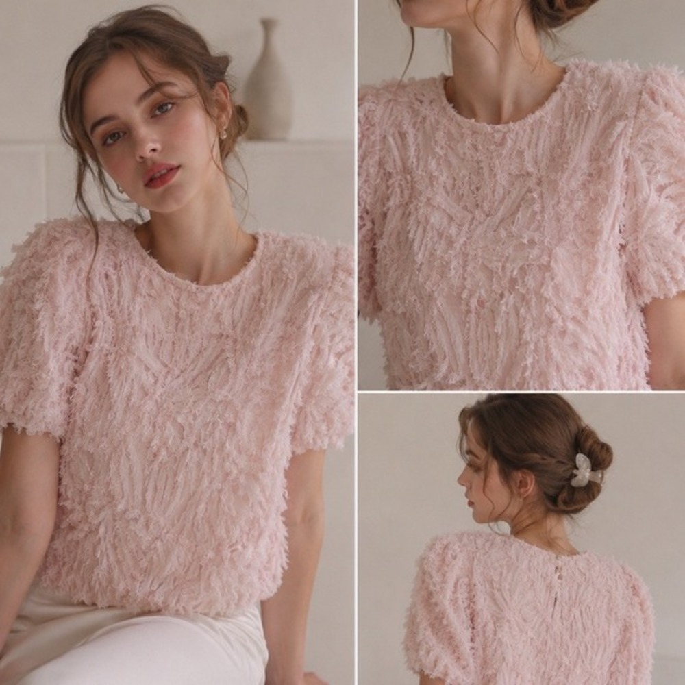 Ouur Pink Eyelash Fringe Top Romantic‎ Coquette Kinfolk Aesthetic Balletcore XS